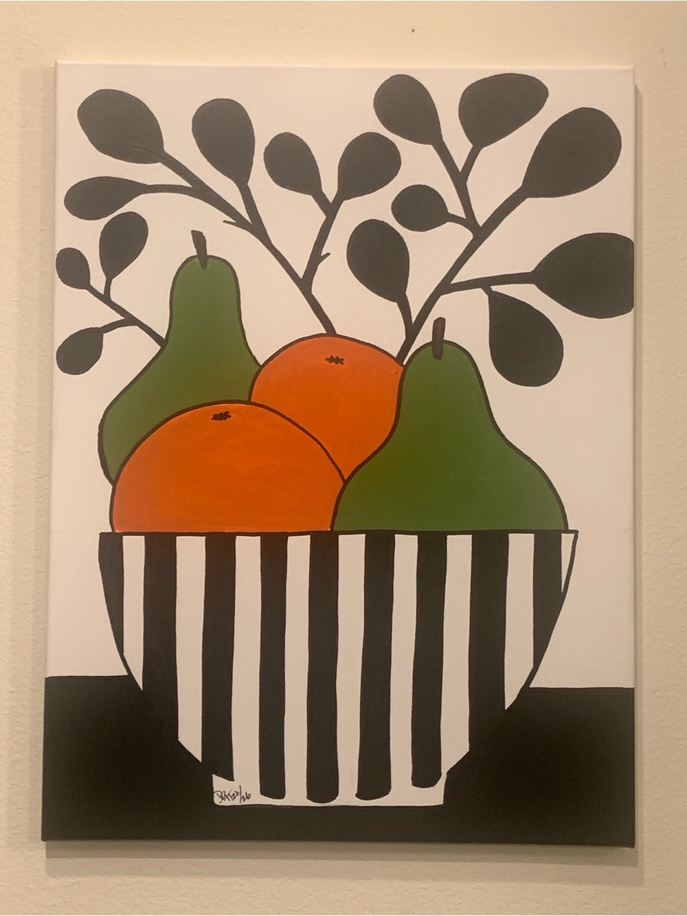 Hand Painted Modern Fruit Bowl Canvas Art